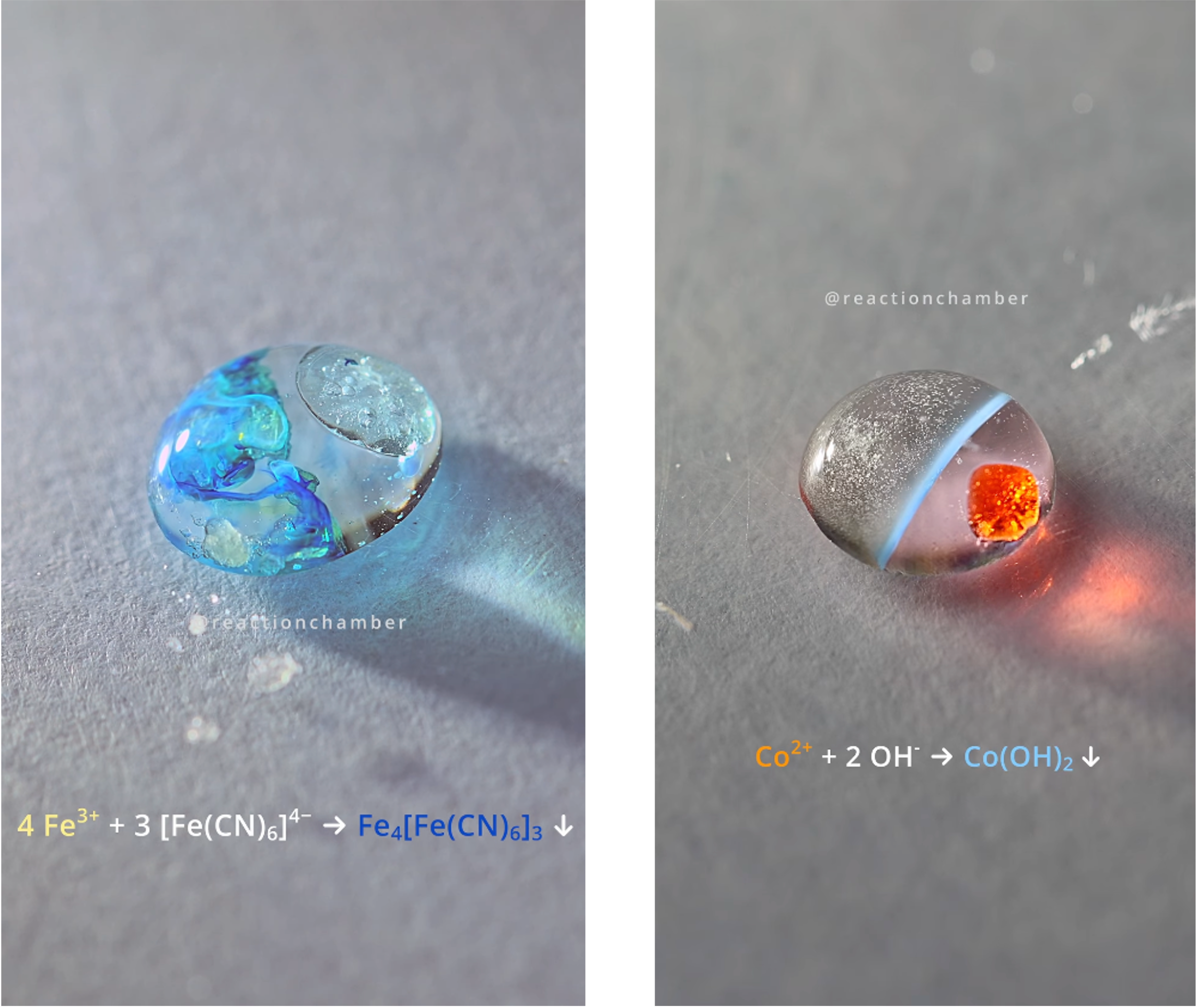 Chemical precipitation in a drop of water